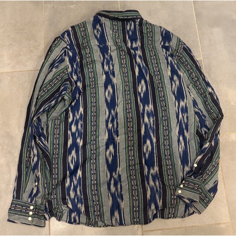 Ralph Lauren Shirt Mens Extra Large Blue Western Pearl Snap Aztec Navajo Yoke - Picture 2 of 10